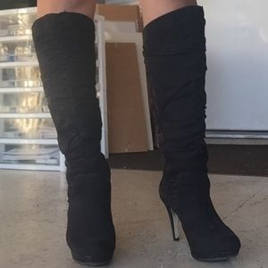 Black Knee High Boots, with Platform